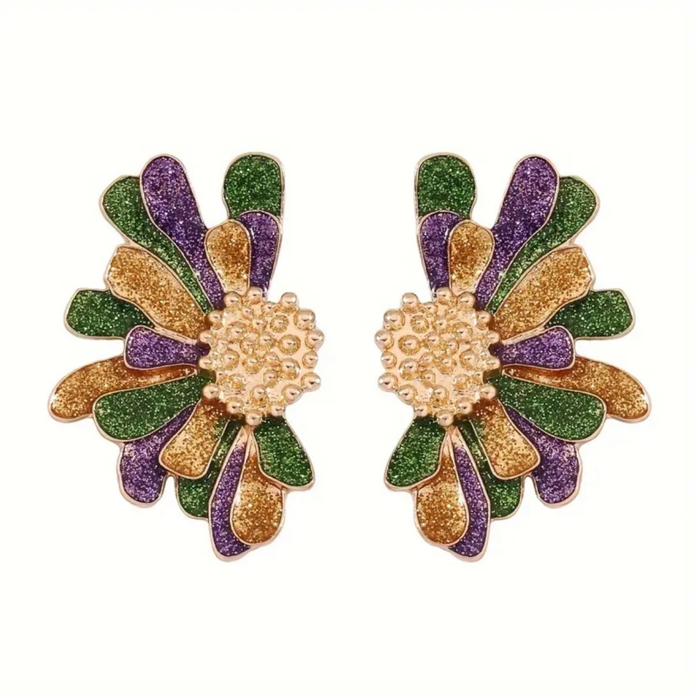 Mardi Gras Leaf Earrings